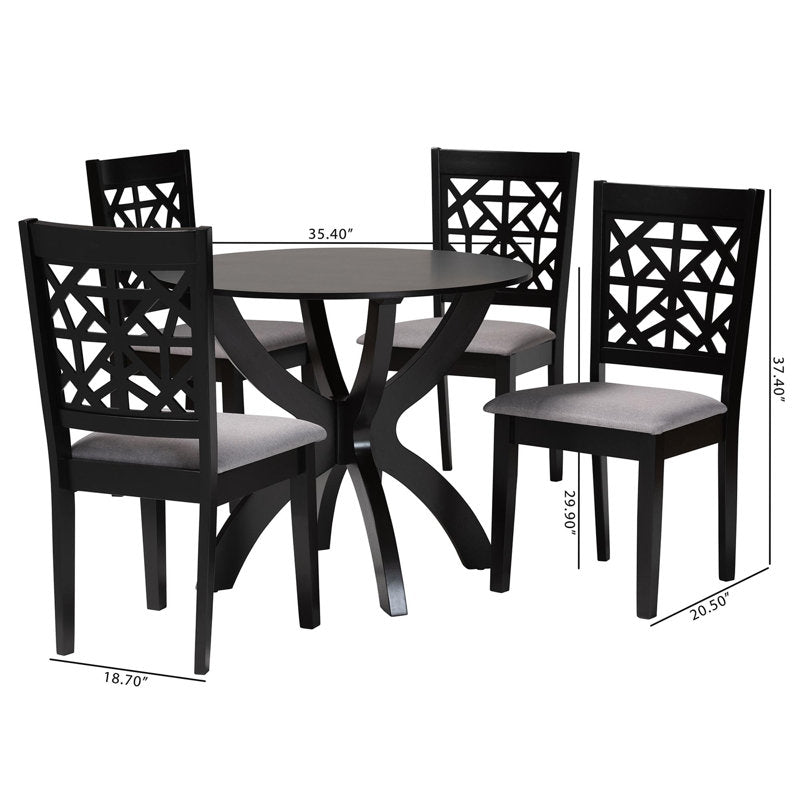 Sky Rise Decor solid teak wood dining set with round table and cushioned chairs