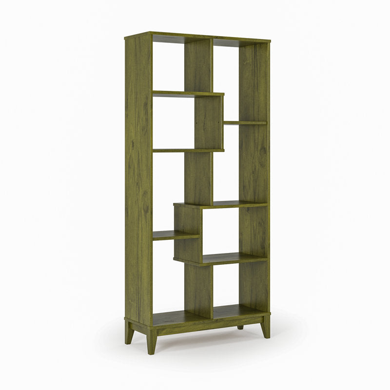 Elegant teak wood display unit with multiple compartments