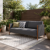 Premium  Loveseat Sofa Couch – Modern Grey Fabric with Solid Teak Wooden Frame