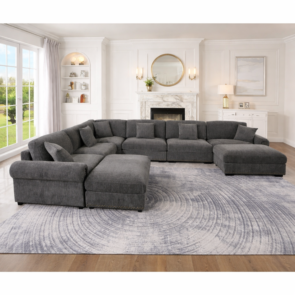 grey u shaped sectional sofa modern living room