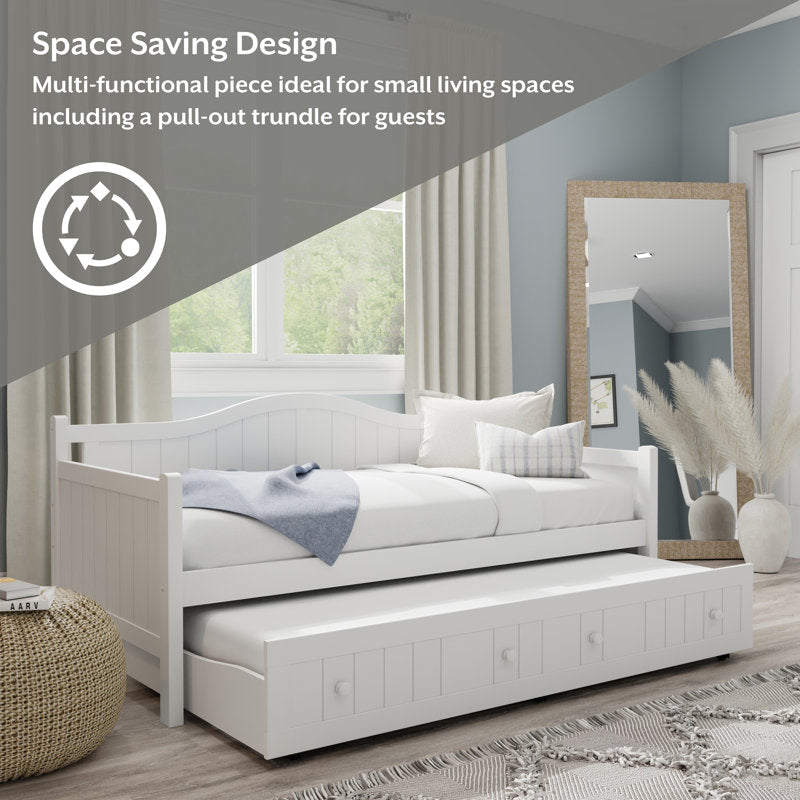 Contemporary white teak wood sofa bed.