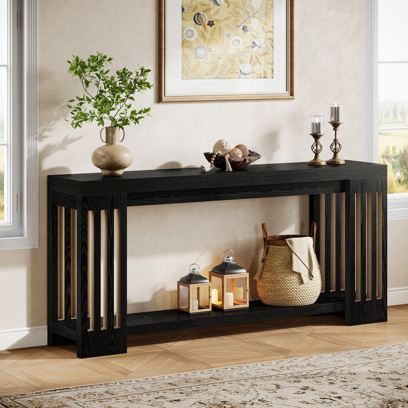 Modern luxury hallway table with black teak wood finish