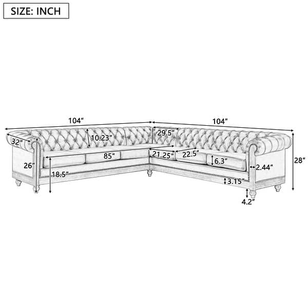 Elegant Chesterfield sofa set with tufted backrest