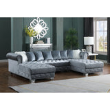 Handcrafted teak wood velvet sofa with tufted upholstery
