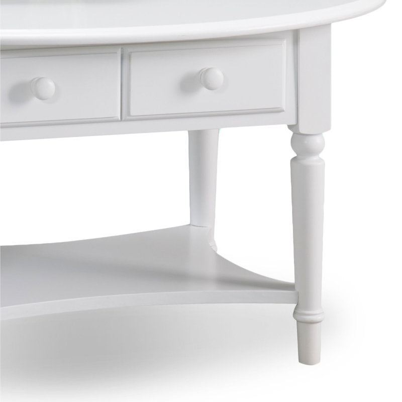 Modern white wooden center table with open shelf