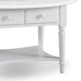 Modern white wooden center table with open shelf