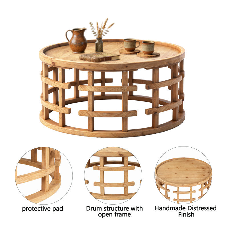 Handcrafted teak wood center table