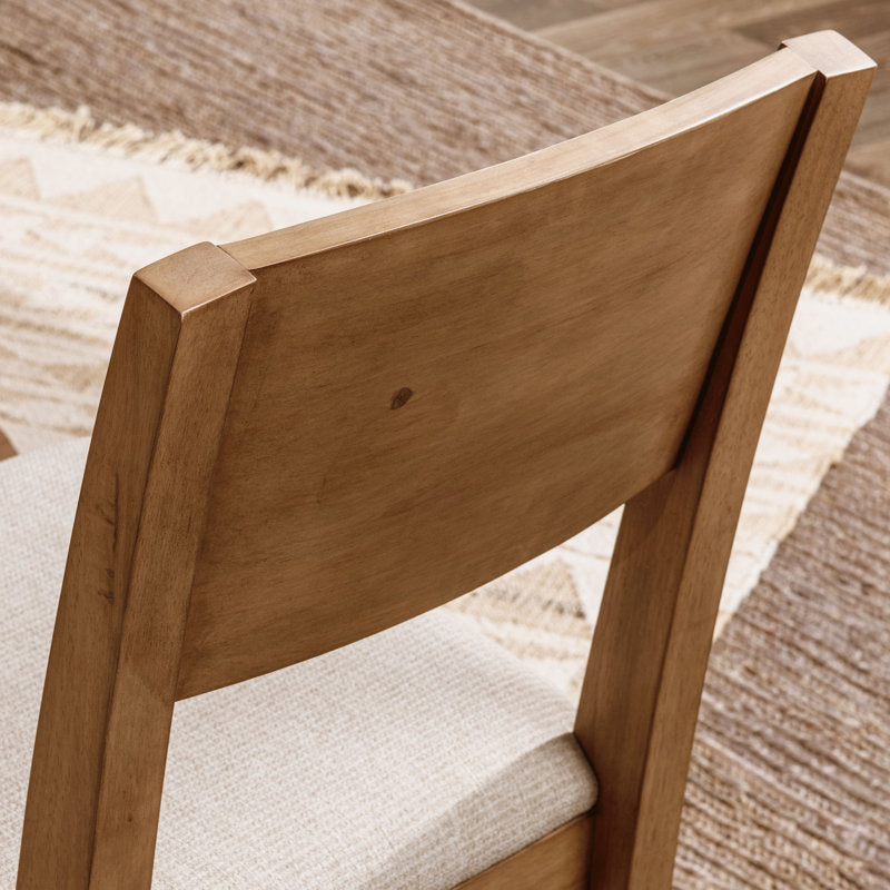 Elegant teak wood dining table and bench set with coordinating sideboard