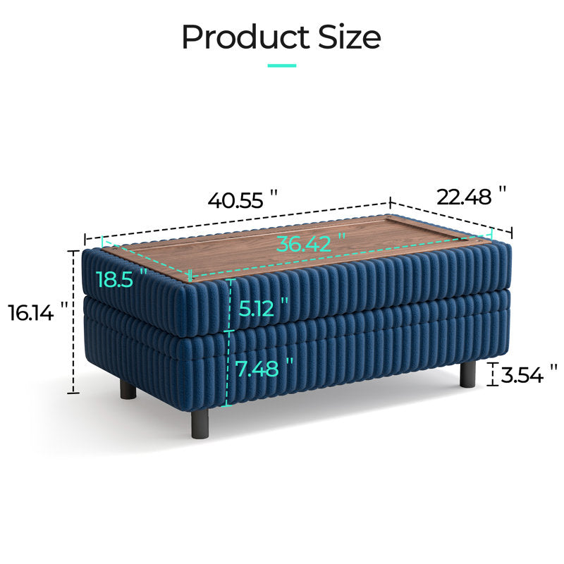 Teak wood coffee table with hidden storage compartment