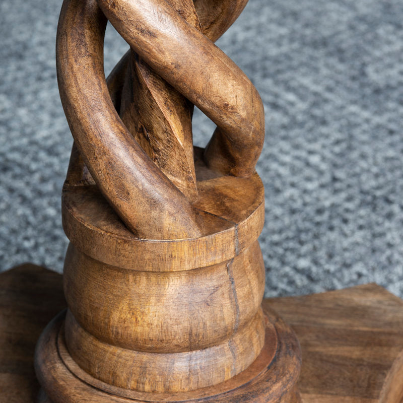 Luxury wooden round end table with carved pedestal
