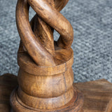 Luxury wooden round end table with carved pedestal