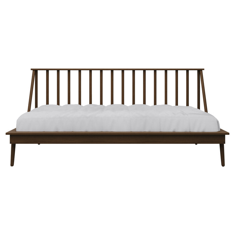 Premium walnut finish teak wood bed