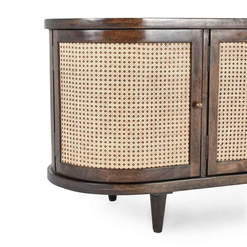 Mid-century modern cane sideboard console table