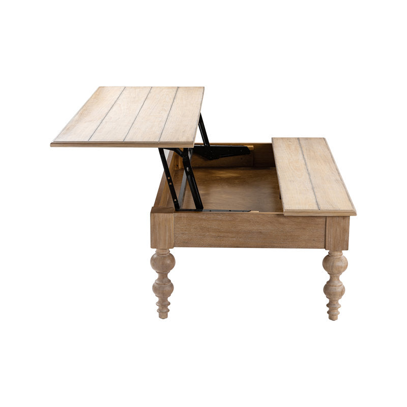 Handcrafted teak wood coffee table with natural finish