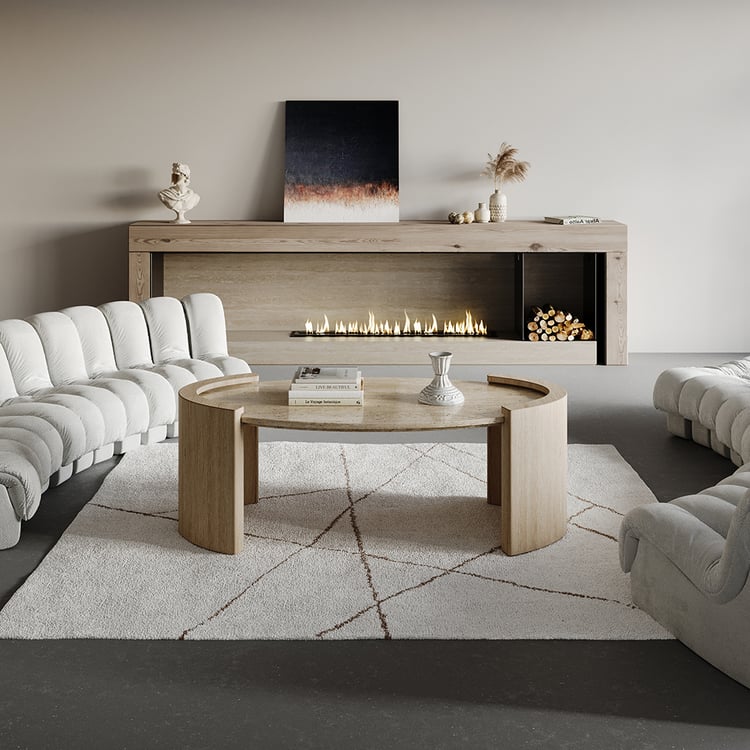 Modern luxury coffee table with stone finish top