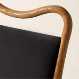 Black fabric upholstered teak wood chair