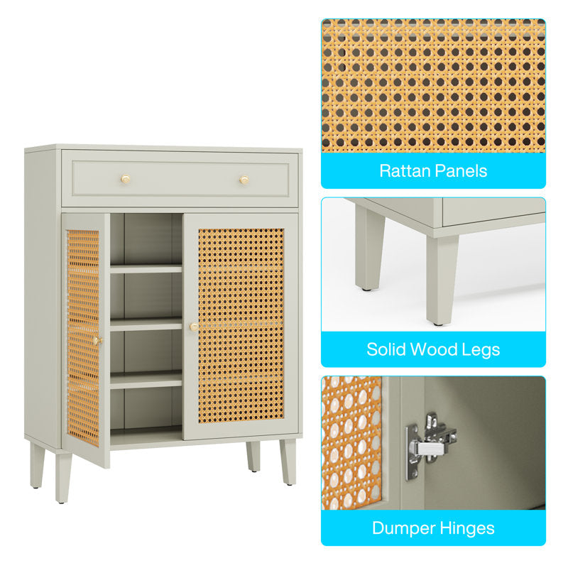 Wooden shoe storage cabinet with drawer