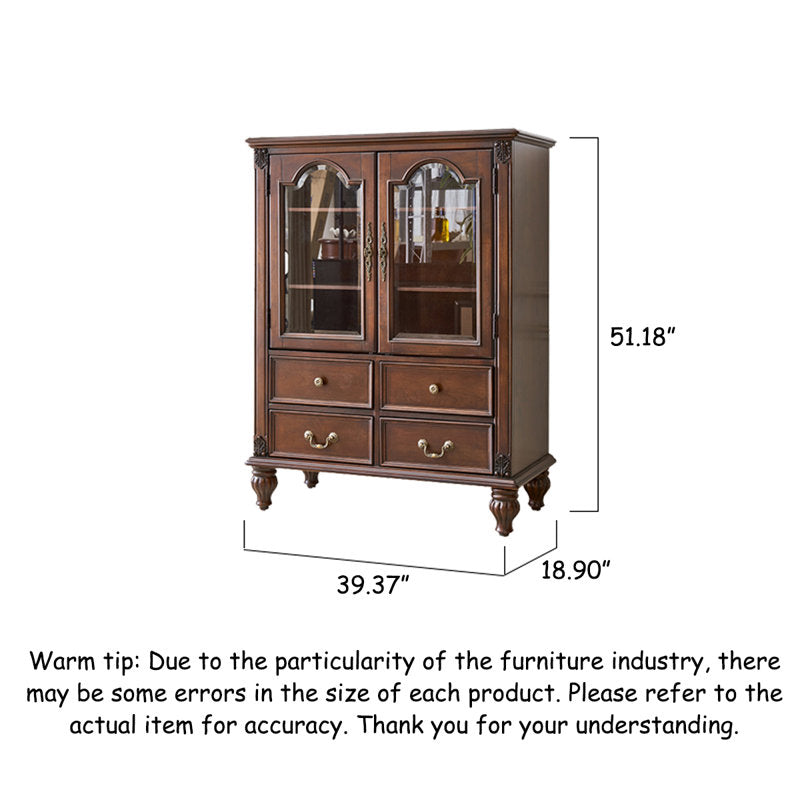 Luxury teak wood showcase cabinet with drawers