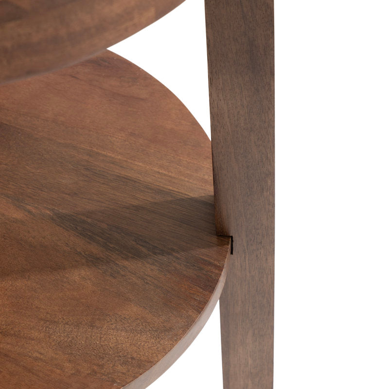 Solid wood side table with lower shelf