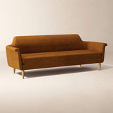 Modern teak wood living room sofa with fabric upholstery