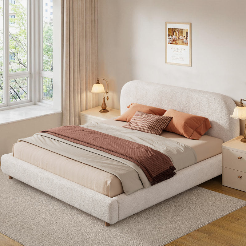 Minimalist luxury bedroom furniture teak wood bed