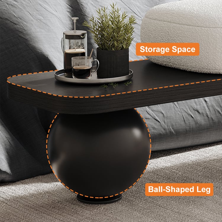 Designer black teak wood bench sofa for modern interiors