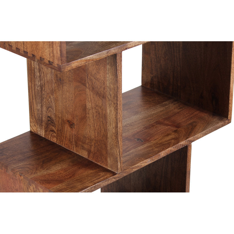 Stylish teak wood zigzag storage unit for living room
