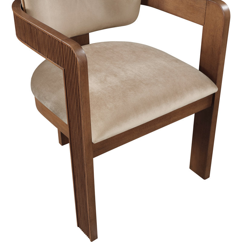 Luxury Teak Wood Accent Armchair with Upholstered Seat | Sky Rise Decor