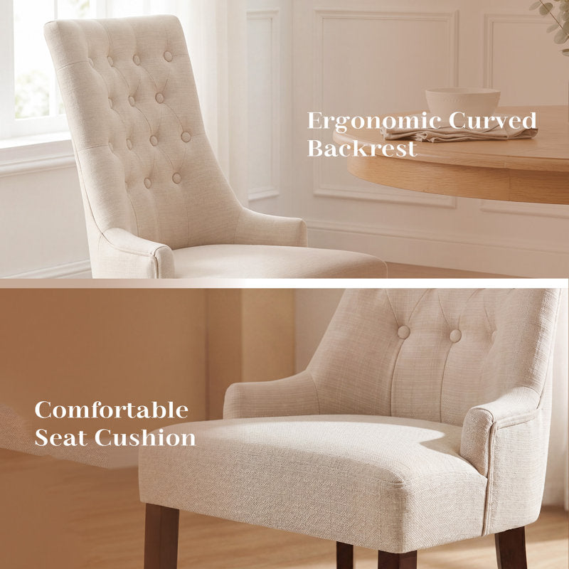 Designer fabric dining chair with sturdy teak wood frame