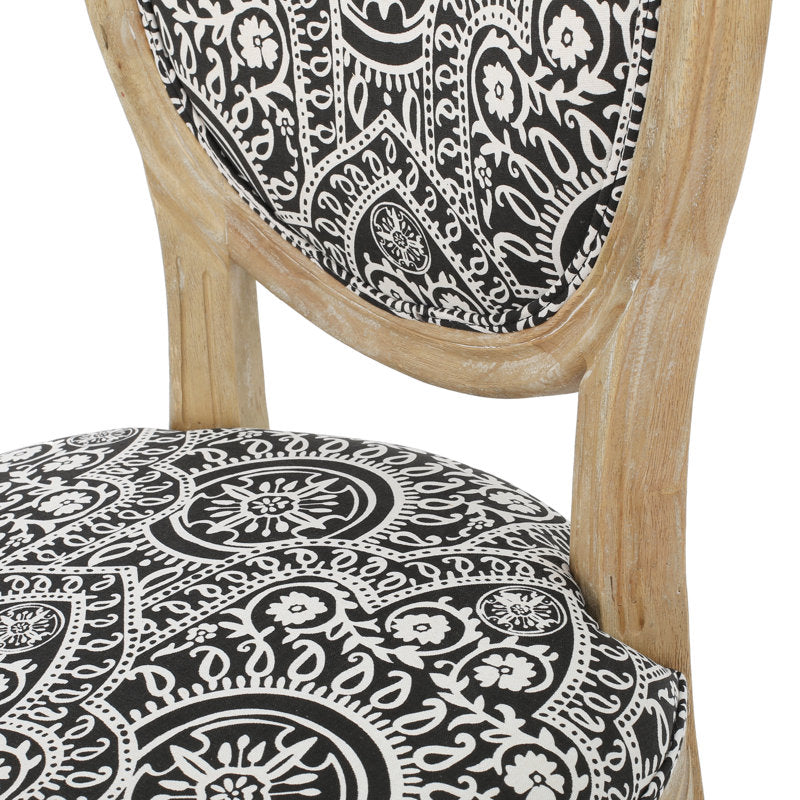 Upholstered dining chairs with teak wood frame