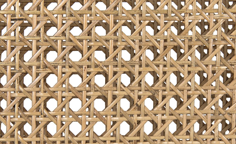 Handcrafted teak wood bed with woven cane