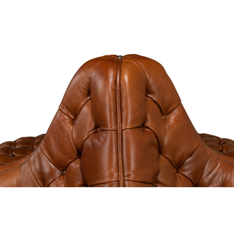 Designer teak wood Chesterfield lounge chair for living room
