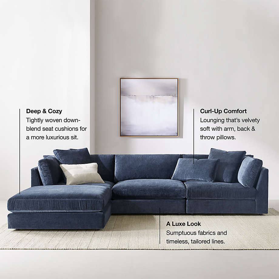 Premium blue upholstered teak wood sofa