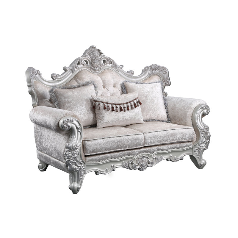 Royal carved teak wood sofa with premium upholstery