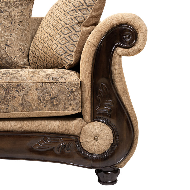 Luxury upholstered teak wood couch