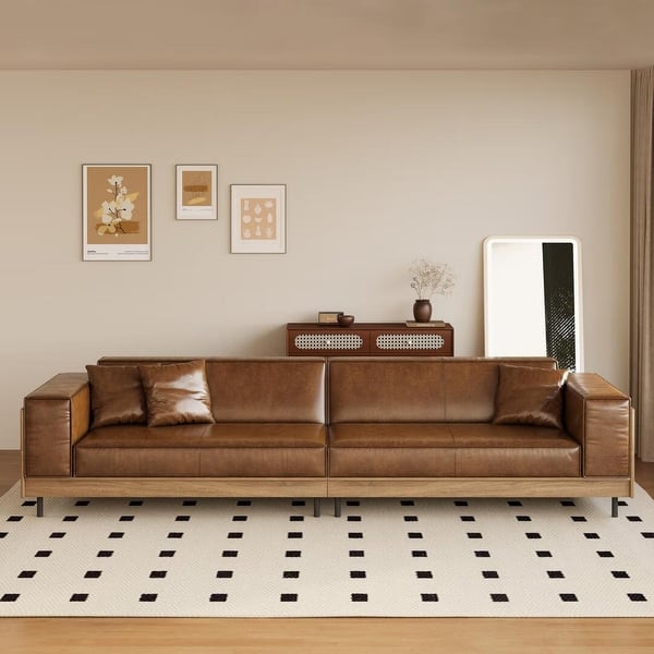 Premium living room sofa in teak wood finish