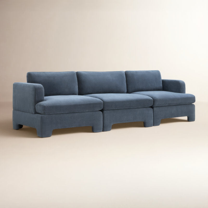 Premium fabric upholstered teak wood sofa