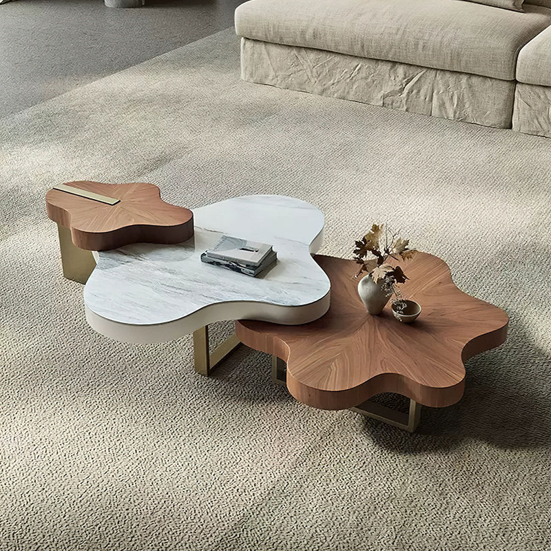 Elegant teak wood living room center table décor