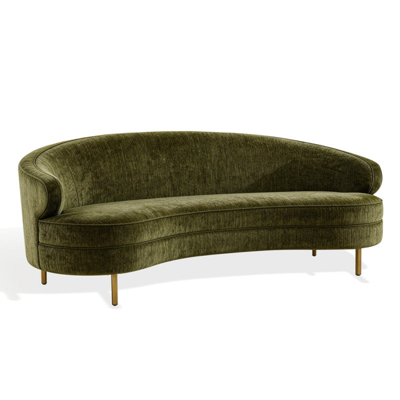 Elegant three-seater curved teak wood sofa
