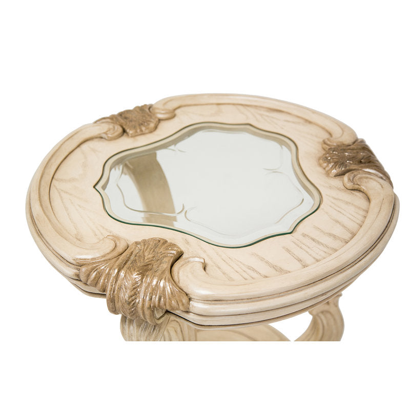 Classic round wooden side table for living room