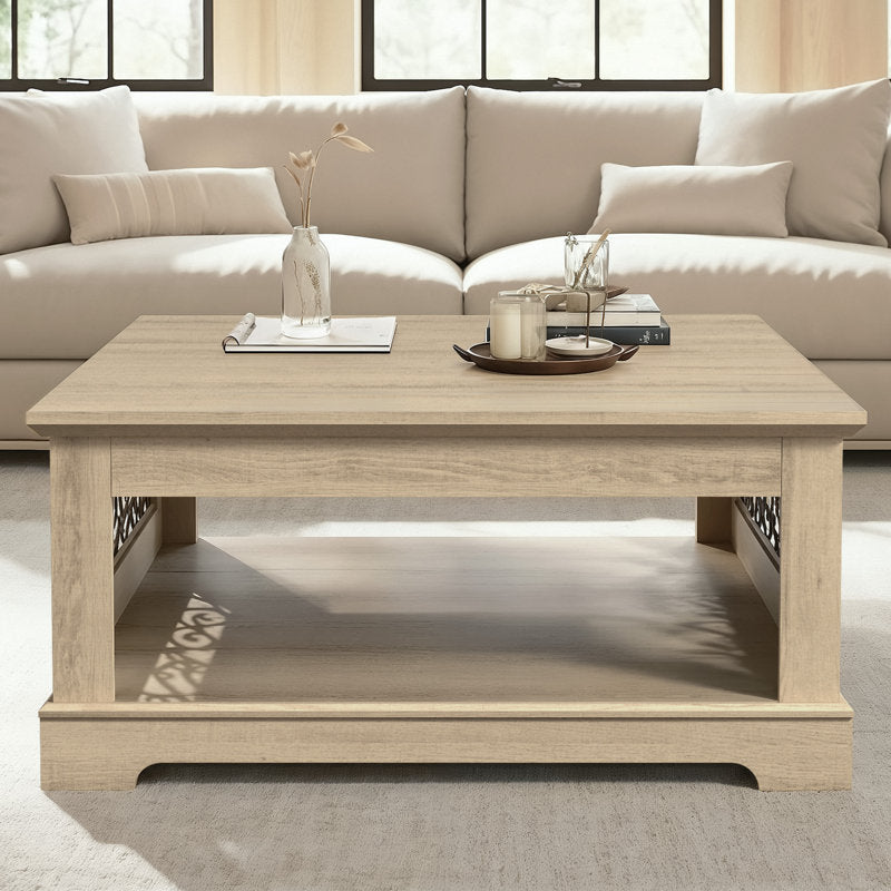 Contemporary wooden coffee table with shelf storage