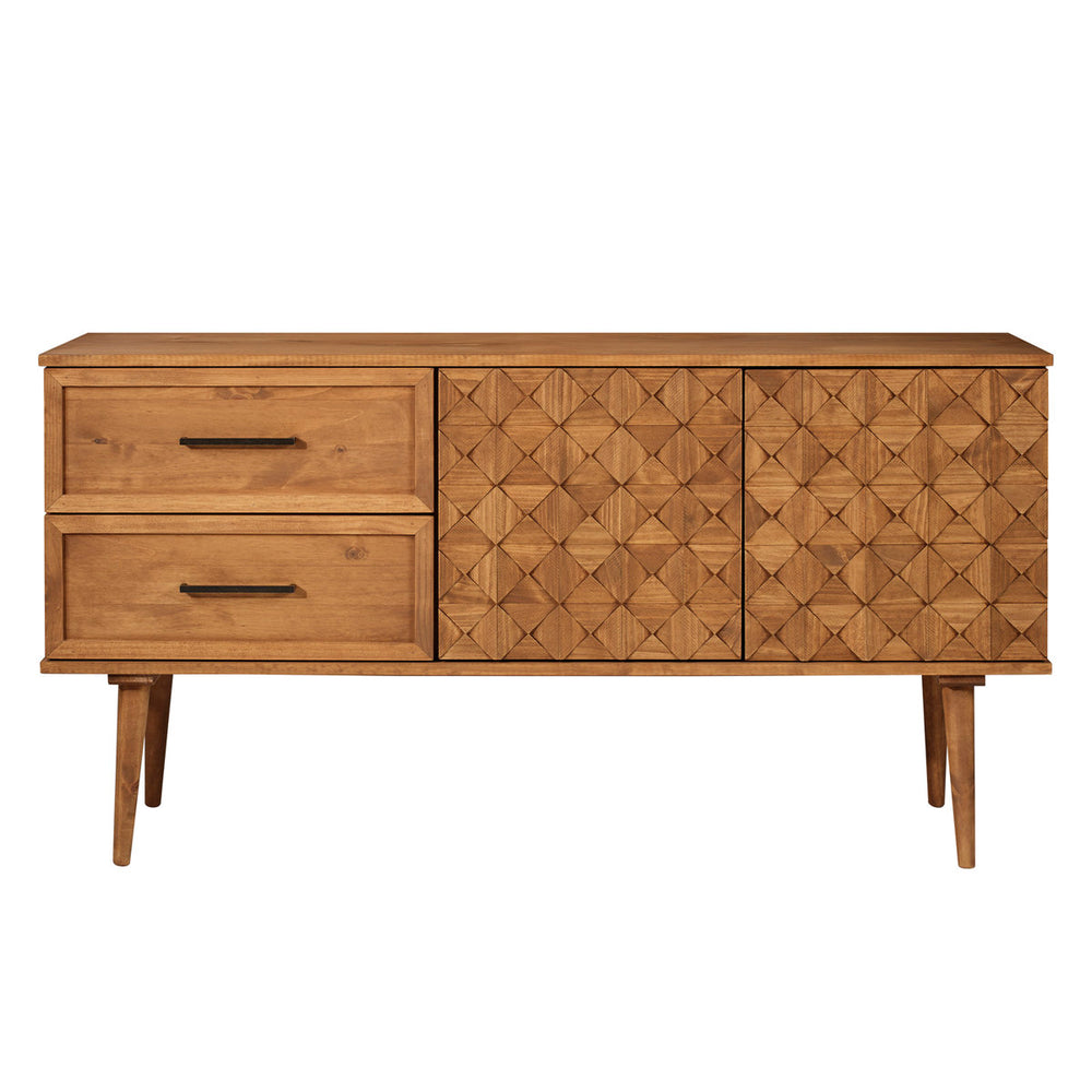 Solid teak wood buffet cabinet with designer doors
