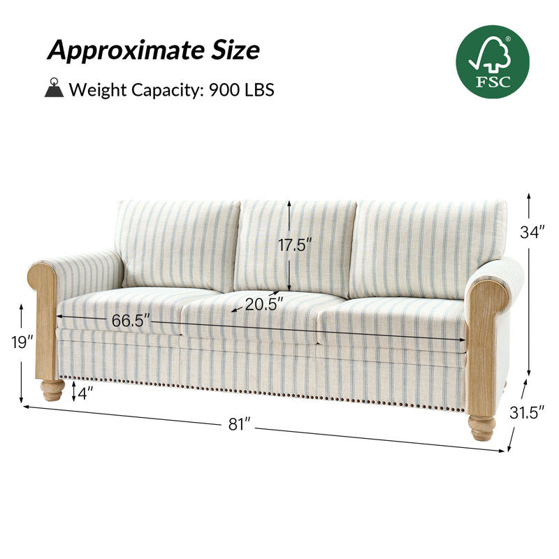 Luxury striped sofa for home interiors