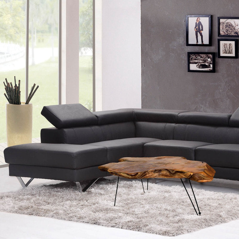 Natural teak wood slab coffee table furniture