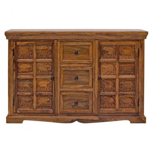 Hand carved wooden buffet cabinet by Sky Rise Decor Furniture
