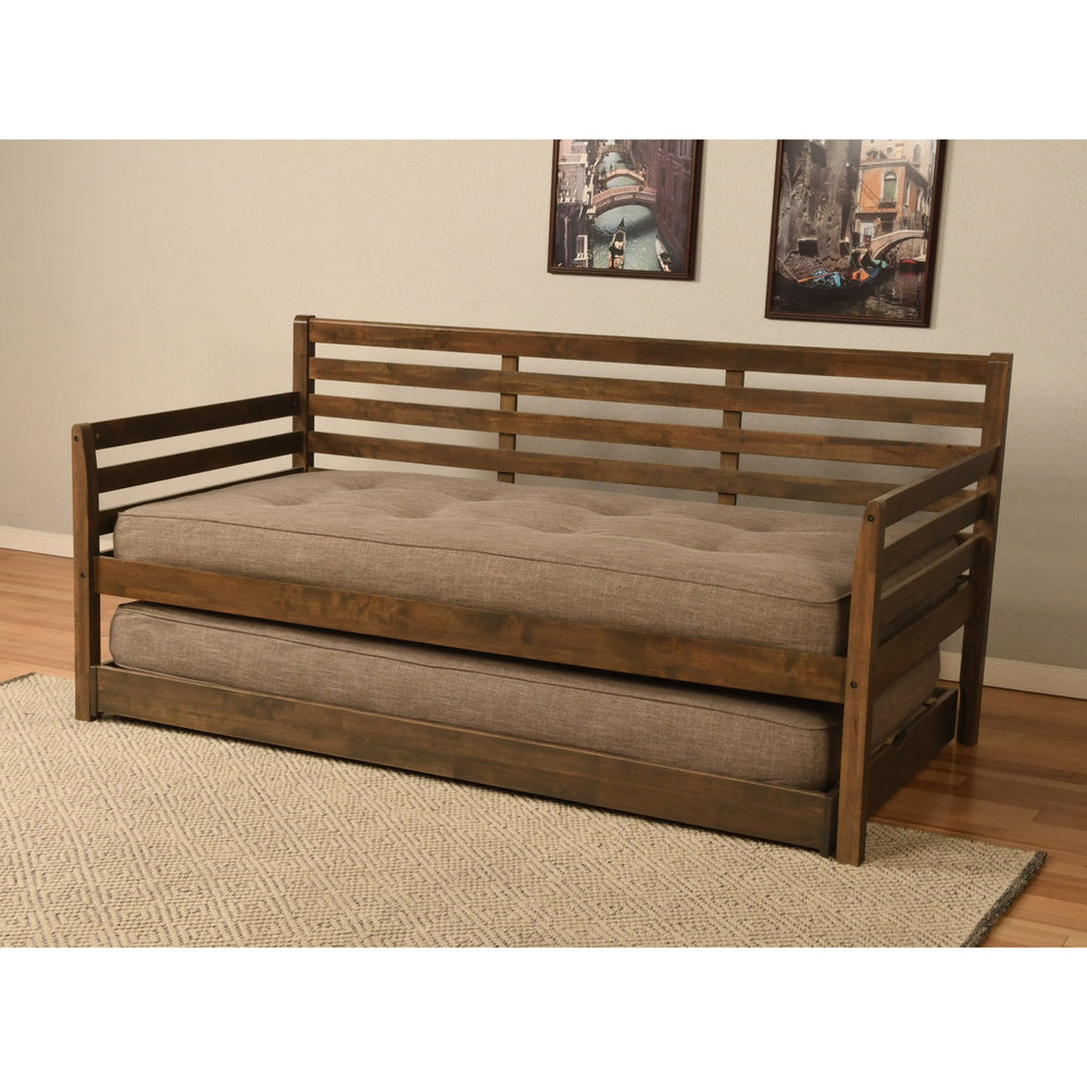 Solid wood daybed with tufted cushion