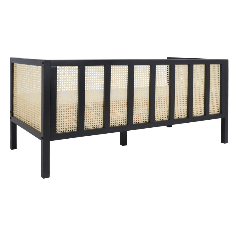 Teak Wood Cane Sofa – Modern Rattan Daybed Bench (3 Seater)