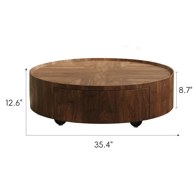 Contemporary circular coffee table with storage drawers