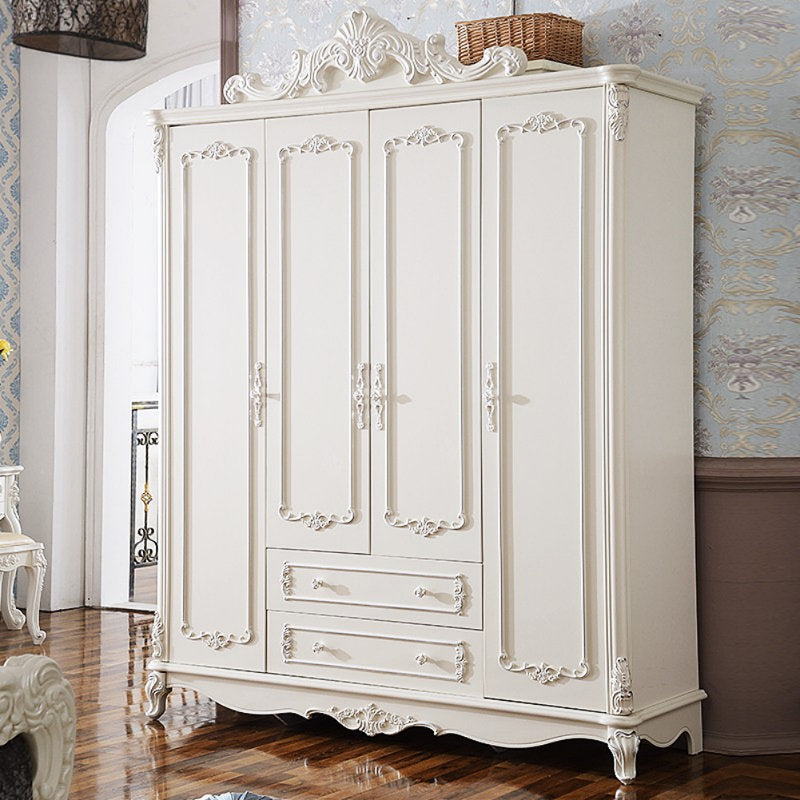 Classic wooden almirah with drawers and carved design