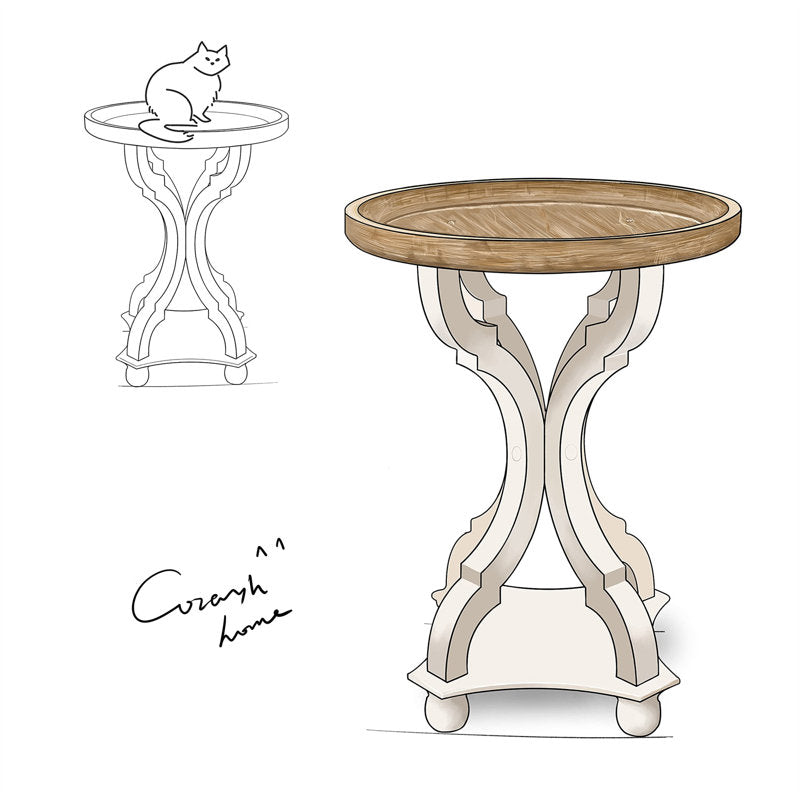 Decorative teak wood end table for home décor